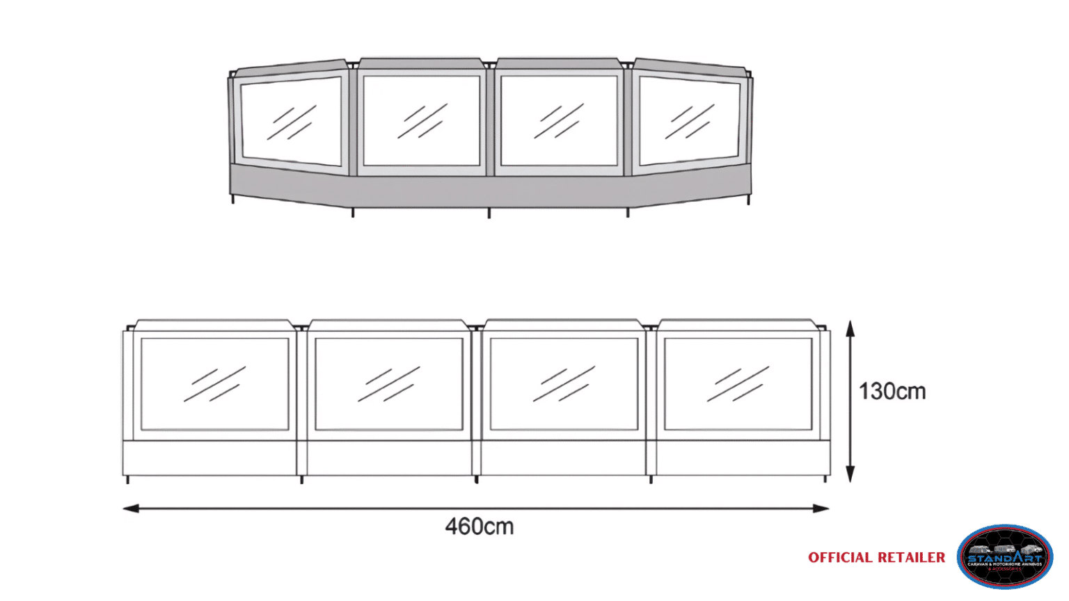 A drawing of a bench with five seats.