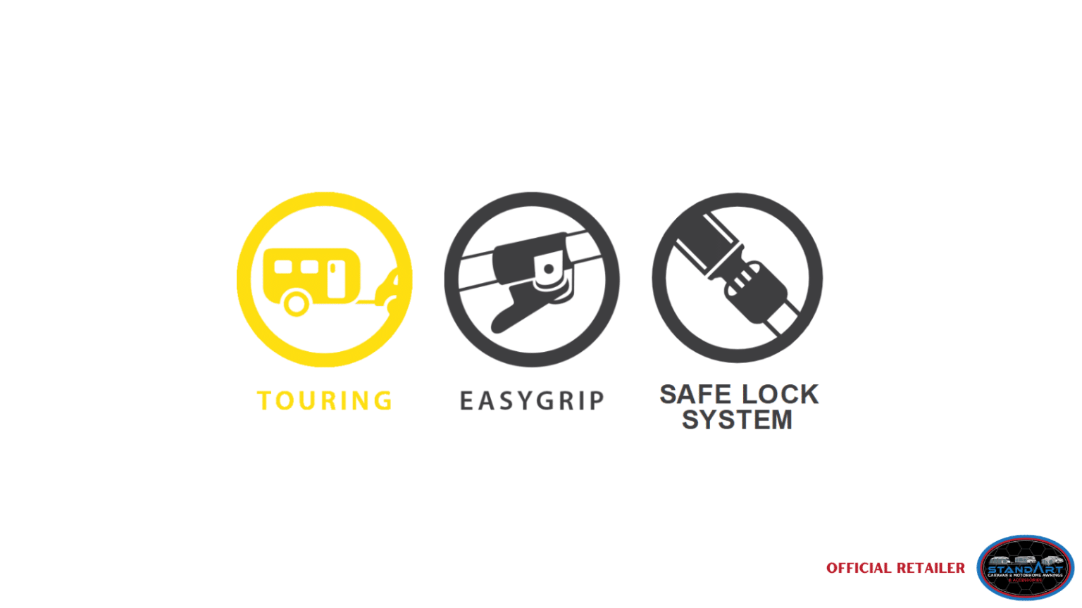 A yellow and black icon with the words " touring " in it.