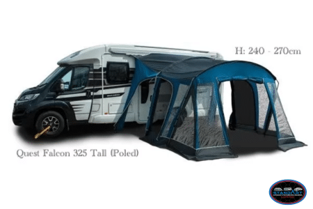 Quest Falcon 325 High Top DriveAway Awning – Poled