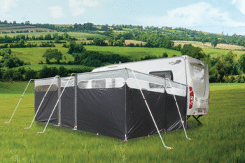 Westfield Windshield Pro Caravan windbreaker with additional door and extension panel.