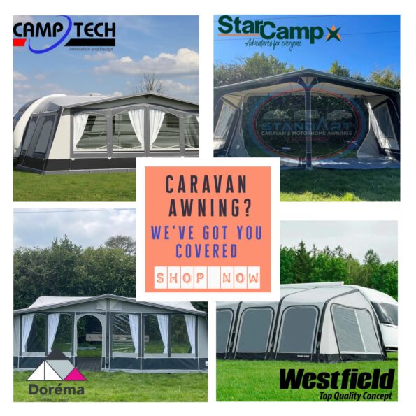 A collage of different types of tents in the grass.