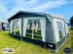 Front view of Camptech Kensington AiR awning showing large panoramic windows