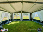 Front view of Camptech Kensington AiR awning showing large panoramic windows