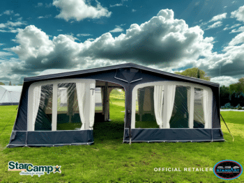 2026 Starcamp Valor Air awning pitched on display frame real photos