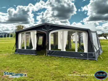 2026 Starcamp Valor Air awning pitched on display frame real photos