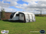 Camptech Starline 390 Inflatable porch caravan awning pitched on caravan.