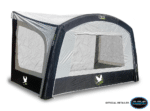 Quest Harrier 400 Air Canopy fitted to caravan – 4m inflatable canopy with side panels