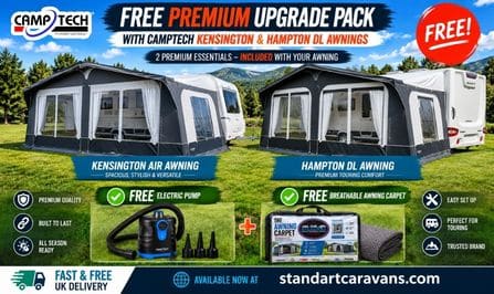 FREE Premiump Upgrade with Camptech Kensington and Camptech Hampton DL awning