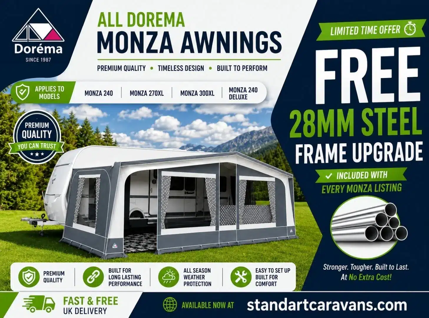 Dorema Monza Awning Free Frame upgrade Offer