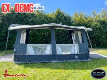Isabella Cirrus Air North 300 awning pitched with veranda windows.